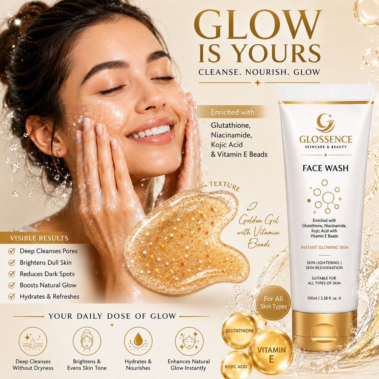 Glossence Vitamin E Beads Face Wash 100ML