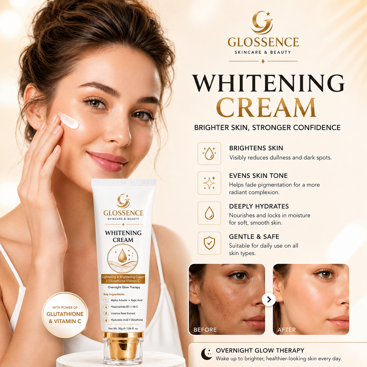 Glossence Whitening Tone Correction Cream 30g